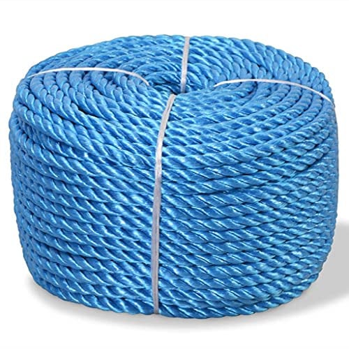 vidaXL Corde Torsadée Polypropylène 6 mm 500 m Bleu Jardin Cordage Cordon