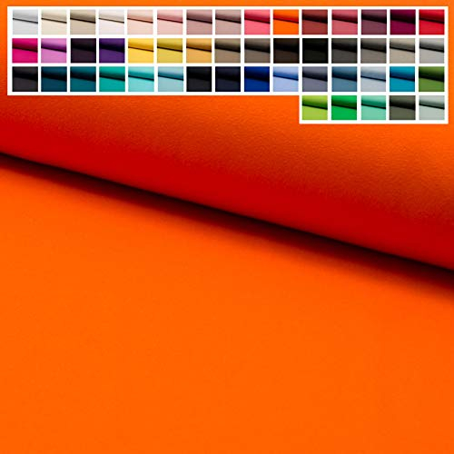 Premium Jersey Uni Stoff mit 150 cm Breite, Hochwertiger Baumwolljersey in Oeko-Tex 100, Meterware ab 25 cm Zuschnitt - ca. 60 Farben immer vorrätig (09. Orange)