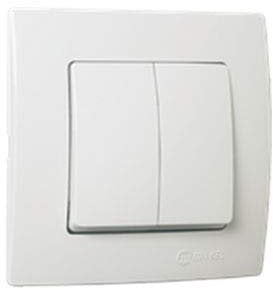 Interruptor doble con marco incluido blanco Makel 32001003