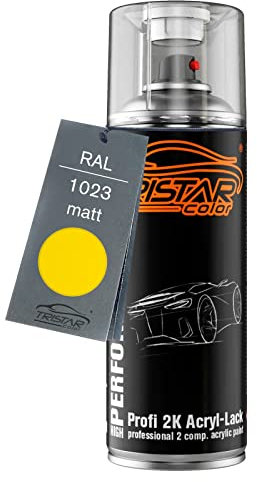TRISTARcolor RAL 1023 Verkehrsgelb mat Bombe de peinture acrylique 2K aérosol peinture à vaporiser peinture à pulvériser 400 ml séchage rapide