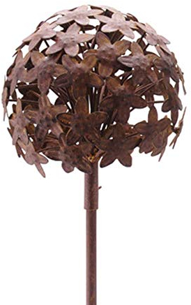 Glücksgriff Dekor finehomegarden Allium Gartenstecker | Metall | 20x20cm |Rostoptik | Gartendeko | Rankhilfe Allium