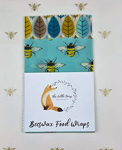 Natural Reusable Beeswax Food Wraps - Size Large (30x30, 30x30 cm) -Set of 2 Sheets Beeswax Wraps