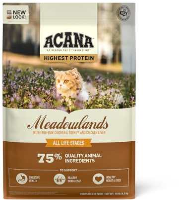 ACANA Grain-free Dry Cat Food Meadowlands Chicken Turkey Fish and Cage-Free Eggs 10lb Bag