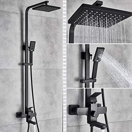 Robinet De Salle De Bains Noir Mat Pluie Douche Douche Robinet De Bain Mural Baignoire Douche Mélangeur Robinet De Douche Robinet De Douche Ensemble Mélangeur