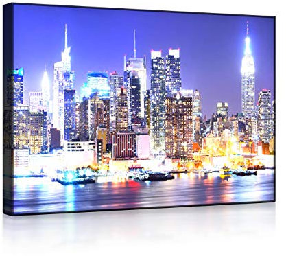 lightbox multicolor | LED Leinwandbilder | New York City Skyline | 100x70 cm | Front Lighted