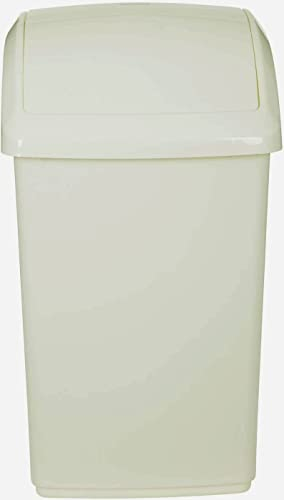 VR7 Swing Bin with Lid Large Plastic Rubbish Trash Can Bedroom Dustbin for Home Office Cream/25L