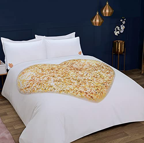 Sleepdown Love Island Bettwäsche-Set mit Kissenbezügen, Motiv TV-Show, glitzerndes Herz-Logo, weiß, weich, pflegeleicht, Einzelbettgröße (135 x 200 cm)