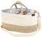 YeaYee Baby Windel Caddy Organizer，Multifunktionale Aufbewahrungsbox für Windeln， mit wechselbaren Fächern, 100% Baumwoll-Leinen, tragbarer Aufbewahrungskorb für Windeln, Babyparty-Geschenk…