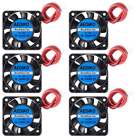 AEDIKO 6pcs 4010 Fan DC 24V Mini Brushless Fan 3D Printer Cooling Fan 40x40x10mm with 2 Pin Terminal for 3D Printer, DVR and Other Small Appliances Series Repair