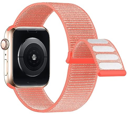 Lobnhot Cinturino Nylon Compatibile con Apple Watch 44mm 42mm 45mm 46mm, Sport Regolabile per iWatch Serie 10 9 8 7 SE 6 5 4 3 2 1, Albicocca