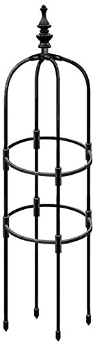 Marooma Garden Obelisk Trellis, 6 Ft Assembled Metal Plant Trellis U-Shaped Wire Frame Bracket Wrought Iron Metal Trellis Potted Decorative Plant Stand Round Tower Obelisk for Climbing Plants,Black