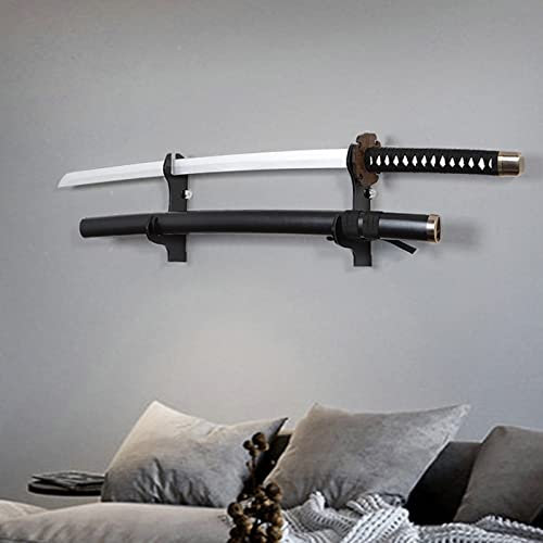 BYTOTU Samurai Messerhalter – SchwertWandhalterung, KatanaSchwertWandhalterung, SamuraiSchwertWandhalterung, 2 Ebenen, schwarzes Plexiglas – (Schwerter nicht im Lieferumfang enthalten)