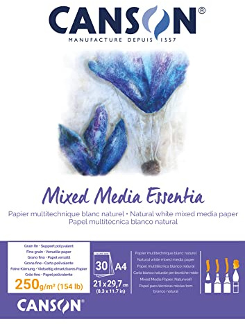 Canson Mix Media Essentia Block A4 30 Blatt fein 250 g, Naturweiß