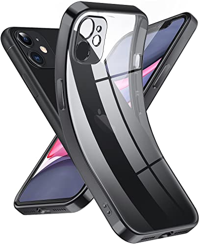 Supdeal Custodia Trasparente per iPhone 11, Mai Gialla con Protezione Fotocamera, Cover Case in Silicone Trasparente Ultra Sottile e Leggera, 6,1, Nero