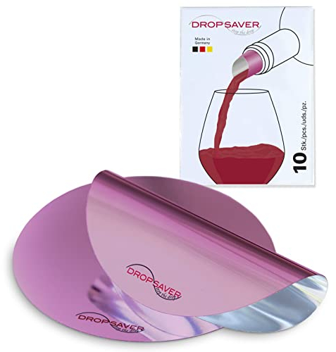 DROPSAVER® Weinausgießer Plättchen | Tropffreier Flaschenausgießer für Wein & Sekt | Wiederverwendbar aus PET-Folie | Rose | 10 Stück, Made in Germany