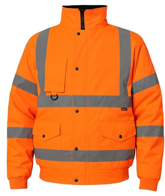 Step Ahead Mens Hi Vis Visibility Waterproof Bomber Jacket Safety Work Wear Hi Viz Orange, Yellow, EN20471 and RIS 3729 TOM, Railway standard, Construction, Warehouse, Utilities