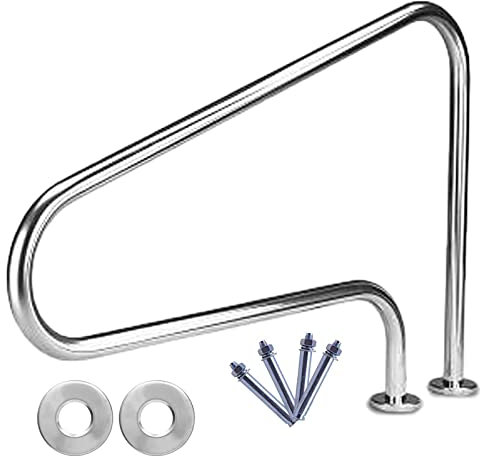 ZWLI Schwimmbecken Handlauf,304 Edelstahl Pool-Sicherheit Handläufe Schwimmbecken Für Inground-Pools Edelstahl-Pool-Handlauf 350 Lbs Tragfähigkeit Mit Zubehör