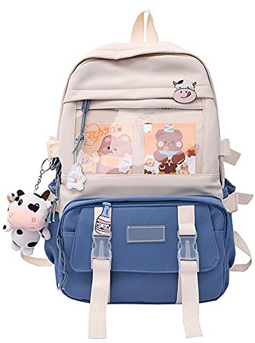 Kawaii Rucksack mit Anstecknadeln und Zubehör Kawaii Backpack Harajuku Kawaii Bag Aesthetic Schulrucksack Laptop Büchertaschen Niedliche Schüler-Büchertasche Für Teenager-Mädchen