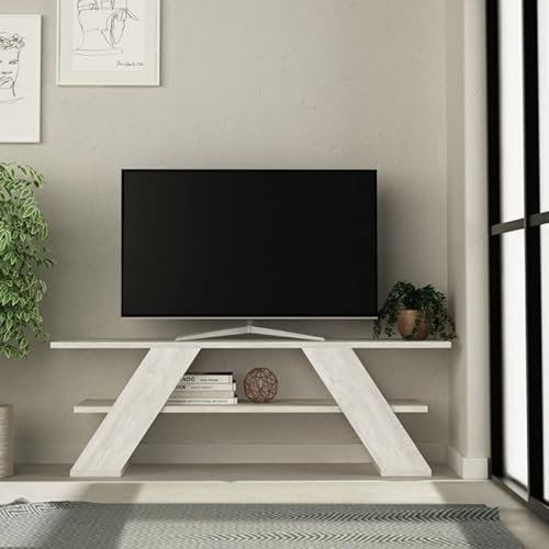 Relax e Design Mueble para TV, Hi-Fi, L.120 P.33,5 H.40 - Blanco Vintage