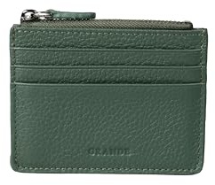 grande 3603 - Porta carte in vera pelle per donna e uomo, portafoglio sottile e minimalista con cerniera (verde foresta)