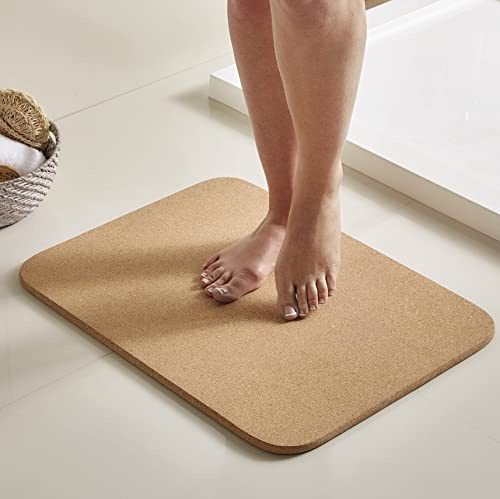 mysmartbuy.com Cork Bath or Shower Mat – 100% Natural Cork Anti-Slip, Quick Drying, Absorbent, Antibacterial Bathroom Floor Mat – Wipe Clean, Measures H1.5 x W59.5 x D44cm