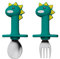 2PCS Cuillere Bebe, Witbicg Fourchette Bebe, Carottes Cuillère Bebe Nourrir Le Bébé, l'Enthousiasme Et Le Plaisir De Manger, Augmenter l'Appétit Convient Aux Bébés Plus 1 An (Court Dinosaure Vert)