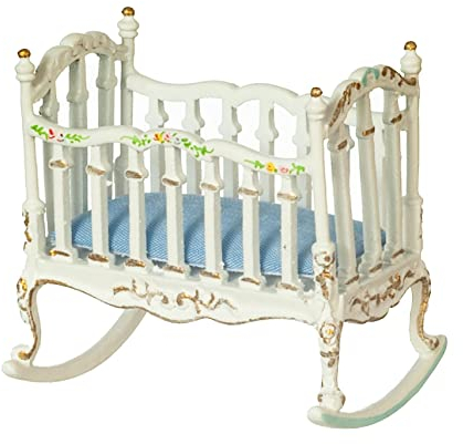 Melody Jane JBM Puppenhaus, viktorianisches Schaukel-Wiege, 1:24, 1,27 cm, Blau / Weiß