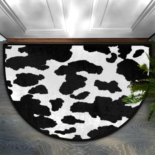 TropicalLife Halbrunde Fußmatte mit Kuh-Druck, Kuh-Design, für Haustür, Außenbereich, Inneneingang, Teppichmatte für Zuhause, Küche, Schlafzimmer, 91,4 x 61 cm