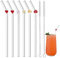 Paille en verre avec Décoration 6 Pièces avec 2 Brosse de Nettoyage, Paille Transparente avec Coeurs et Fleurs et Champignons, Pailles Réutilisables pour Jus Lait Cocktails Boissons Chaudes