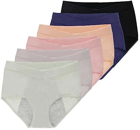 6pcs Menstruation Unterhosen für Teenager Mädchen Frauen, Hohe Auslaufsicher Periodenslips,Atmungsaktiv Bequeme Perioden Unterwäsche,Wiederverwendbarer (Color : Multicolor, Size : XXL)
