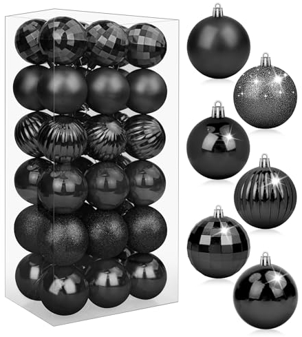 BLAZOR Weihnachtskugeln Set I 36 Christbaum-Kugeln Kunststoff I Weihnachtsbaumschmuck in versch. Farben I Weihnachten-Dekoration, Christbaumkugeln mit vormontierten Schlaufen - 6CM