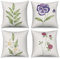 ASDCXZ Blume Kissenbezug 40x40 cm 4er Set, Handgemalt Lila Blume Grün Blätter Sofa Dekokissen Kissenbezüge Kissenhülle Waschbar Polyester Flachs Textil Outdoor Polster Kopfkissenbezug Kissen Bezug