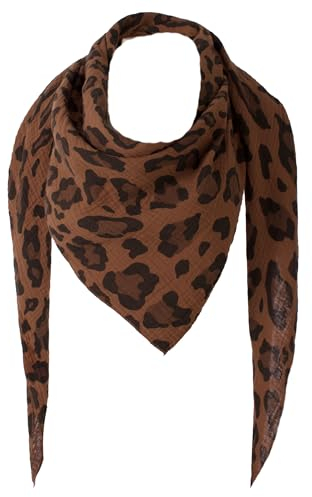 FASHION YOU WANT XXL Tuch 23 Farben Farbwahl Halstuch Musselintuch Musselin Damen Damenhalstuch Dreieckstuch Schal Herren Männer Frauen Herrenhalstuch Dreieckig leicht (einlagig)) (Leo braun)