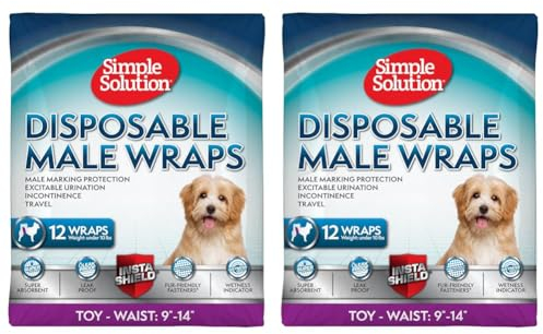 Simple Solution Einweg-Hundewindeln | Hundewindeln mit super saugfähiger, auslaufsicherer Passform | Unkontrolliertes Urinieren, Inkontinenz oder Markierungen bei Hunden (Packung mit 2)