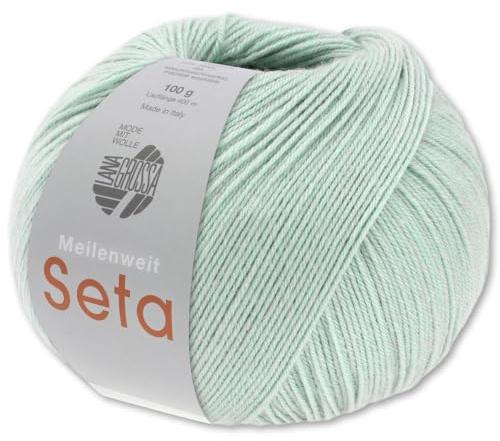 Frida's Wollhaus Lana Grossa 100 g Meilenweit 100 Seta Sockenwolle Merino Seide Garn 31 Farben (23 | Eisblau)