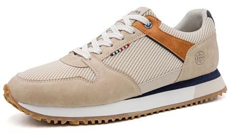 LEOSS ORIGINAL Herren rutschfest Atmungsaktiv Laufschuhe Leichte Sportschuhe Classic Sneaker Leicht Walkingschuhe Bequeme Sneaker Running Tennis Schuhe beige 42 EU