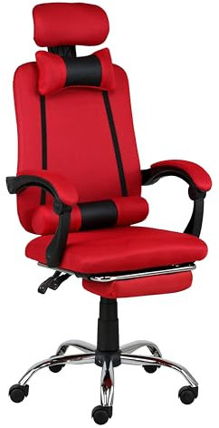 Totò Piccinni Sedia Ufficio BETA Gaming Ergonomica Reclinabile Girevole con cuscini e poggiapiedi con rotelle e poggiatesta (Beta Rosso)