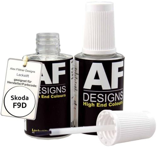 Alex Flittner Designs Lackstift Set kompatibel mit Skoda F9D Alaska Weiss schnelltrocknend 2x20ml Autolack