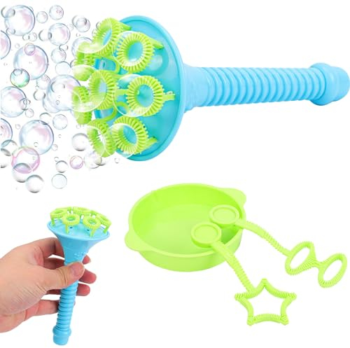 Bubble Blower for Adults - Trumpet Shaped Wand with Round Tray Makers, Blows Hundreds of Bubbles - Reusable Machine Set for Party, Outdoor, Gifts
