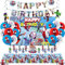 Geburtstagsdeko Spider, Deko Geburstag Kinder, Spider Superfreunde Geburtstag Set Jungen, Luftballon Set mit Tischdecke und Hintergrundtuch, Birthday Dekorations für Themenpartys