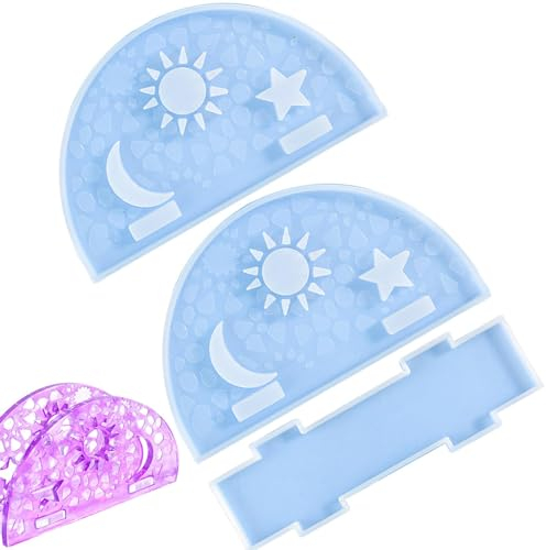 Serviettenhalter-Harzform, Harzserviettenhalter-Form | Taschentuchhalter Gießharzform,Epoxid-Silikon-Gussformen für Tische, Esszimmer, Küche, Restaurant, DIY-Herstellung, Mond-Stern-Muster, Servietten