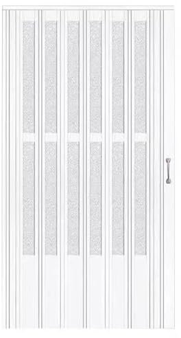 Falttür Weiße Ziehharmonika-Raumteilertür mit Griff, Plissee-Rollo-Fliegengitter für Sicherheit Im Terrassen-, Flur- ind Badezimmerbereich, 203 cm Hoch(63x80in(160x203.2cm))
