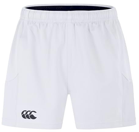 Canterbury Men's Advantage Rugby Shorts 2.0 | Elasticated Waist | CCC Logo Gym Shorts, White, M