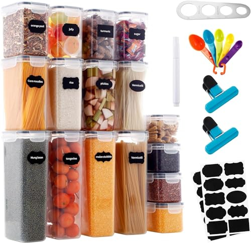 ZHYLUO Botes Cocina Almacenaje Juego De 24 Piezas,Recipiente De Cocina De Plastico Sellados con Tapa, Para Harina Y Cereales Cajas De Almacenaje Herméticas.