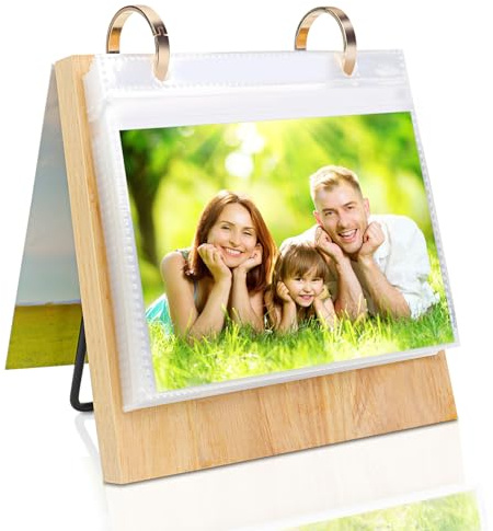 ZEEYUAN 4x6 Picture Frame Desktop Display Flip Photo Album on Stand with 60 Pockets, Christmas Photo Album Desk Photo Book for 4x6 Pictures Gift for Thanksgiving, Christmas, Valentines