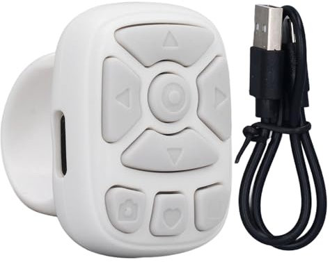 Fernbedienungs Seitenwender, Scrolling Ring für TIKTok, Kabelloser Kamera Fernauslöser, Scrolling Ringe, Wiederaufladbare Kamera Fernbedienung für Telefone, Tablets (White)