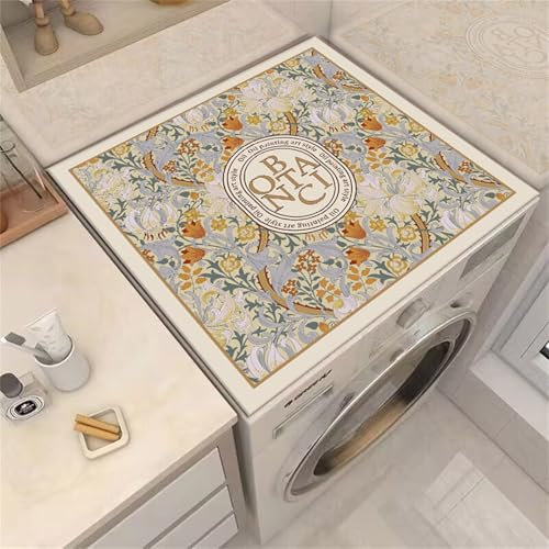 Highdi Housse de Protection pour Machine à Laver Top, Fleurs de Style Européen Rural Coussin de Machine à Laver Antidérapant Housse de Machine à Laver Machine à Laver Sèche-Linge (Retro,60x70cm)