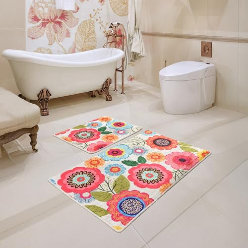 Bosdela Wood Ovales 2-Teiliges Badezimmerteppich-Set, Rutschfester WC-Vorleger & Badezimmerteppich, Wasserabsorbierend, Anti-Rutsch, 60x100 cm Galvin Design