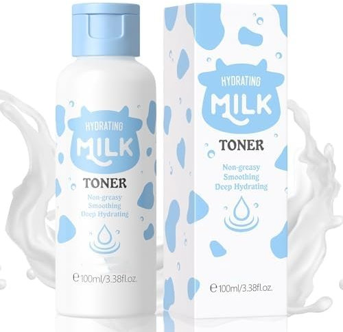 Milk Toner Sanftes Peeling-Gesichtswasser, feuchtigkeitsspendendes Gesichtspflege, milchiger Toner für empfindliche Haut, beruhigt und beruhigt Rötungen, Hautstrahlung, Porenstraffung, Hautstruktur