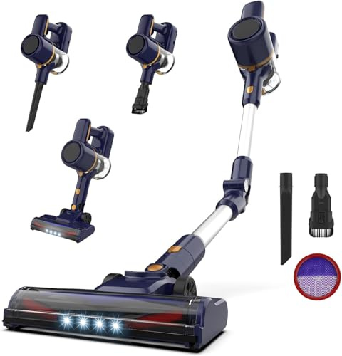 Vastorm Aspirateur sans Fil, Aspirateur Balai sans Fil Puissant 20000Pa Pliable, 40Min Autonomie, Aspirateur sans Sac Léger Anti-Emmêlement pour Sol Dur Tapis Poils d'animaux Voiture